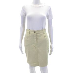 Blues Club Womens Cotton Zippered Unlined Pencil Casual Skirt Green Size 40